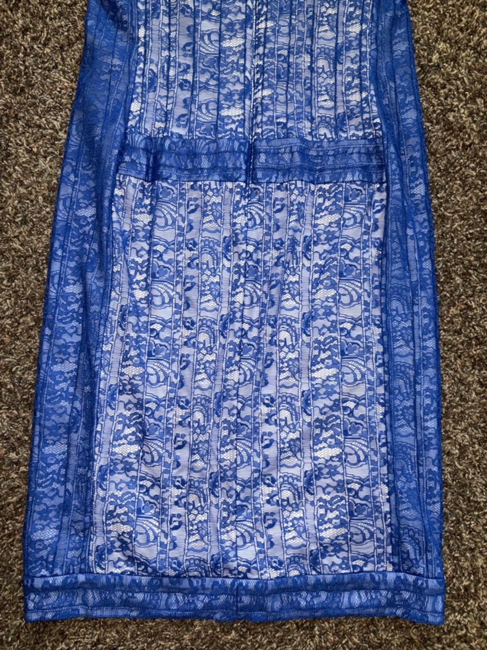 NWOT Tadashi Shoji Blue White Floral Lace Cocktail Sheath Midi Dress, Size 10 - Picture 10 of 16